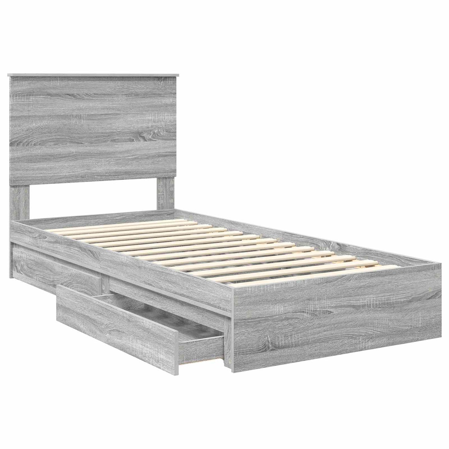 Storage Bed with Drawer Grey Sonoma 75 x 190 cm Engineered Wood