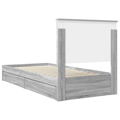 Storage Bed with Drawer Grey Sonoma 75 x 190 cm Engineered Wood