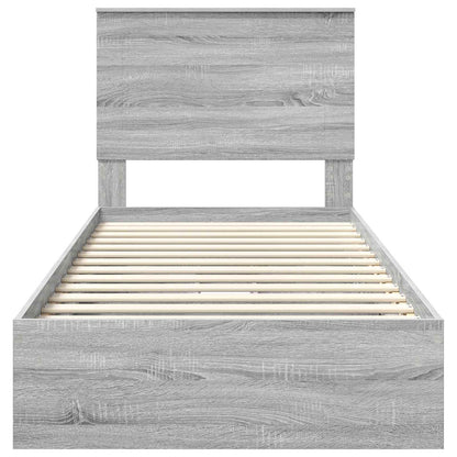 Storage Bed with Drawer Grey Sonoma 75 x 190 cm Engineered Wood