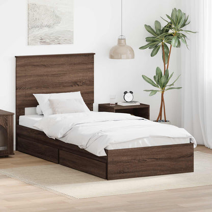 Storage Bed with Drawer Brown Oak 75 x 190 cm Engineered Wood