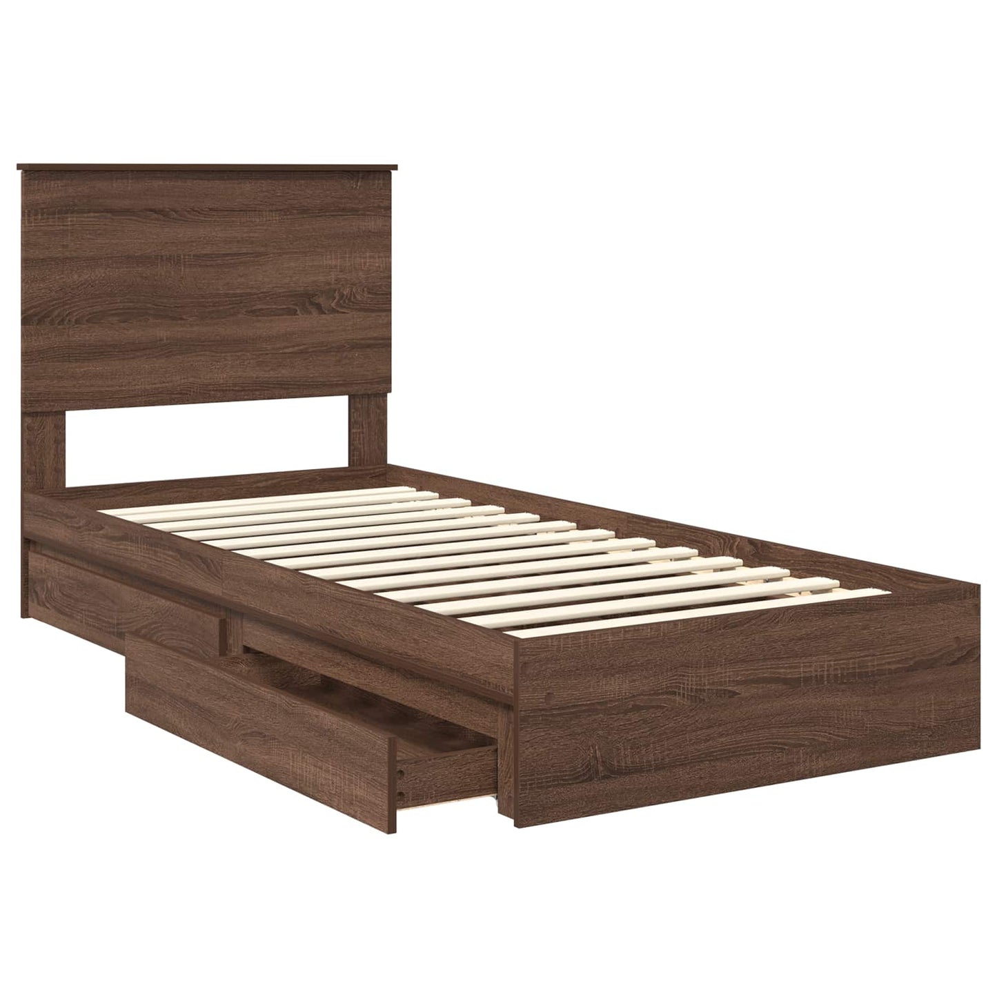 Storage Bed with Drawer Brown Oak 75 x 190 cm Engineered Wood