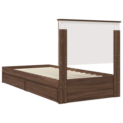 Storage Bed with Drawer Brown Oak 75 x 190 cm Engineered Wood