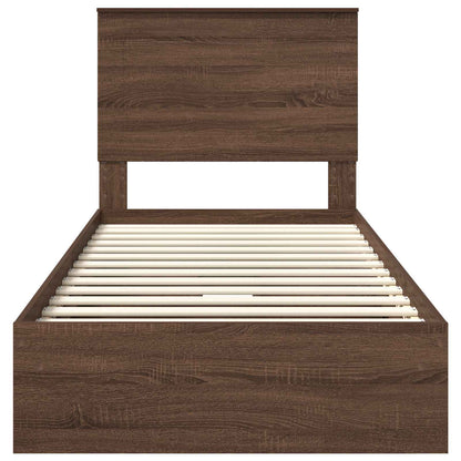 Storage Bed with Drawer Brown Oak 75 x 190 cm Engineered Wood