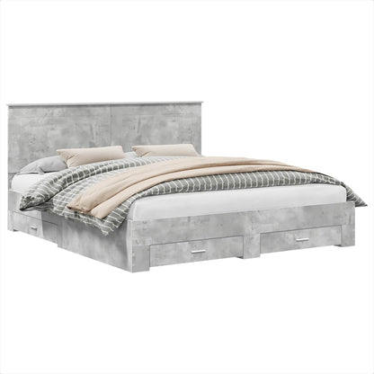 Bed Frame Concrete Grey 200 x 200 cm Engineered Wood