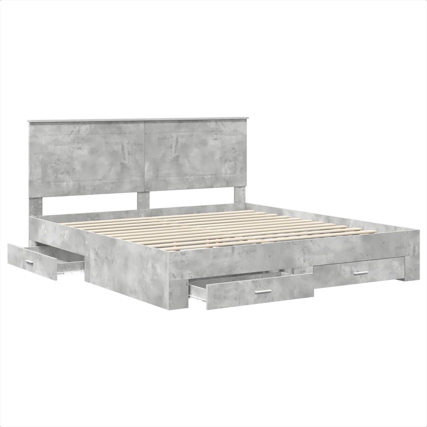 Bed Frame Concrete Grey 200 x 200 cm Engineered Wood