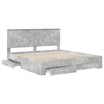 Bed Frame Concrete Grey 200 x 200 cm Engineered Wood