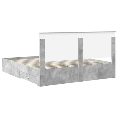 Bed Frame Concrete Grey 200 x 200 cm Engineered Wood