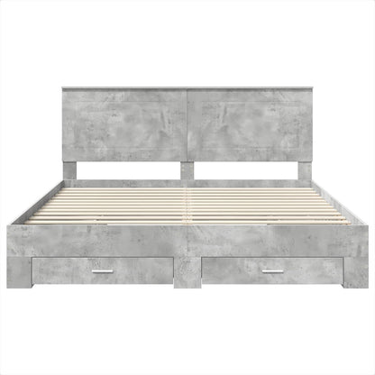 Bed Frame Concrete Grey 200 x 200 cm Engineered Wood