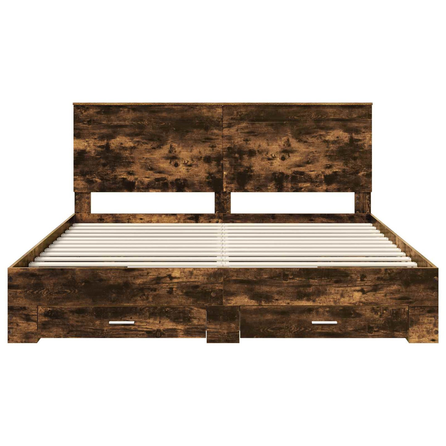 Bed Frame with Drawer Smoked Oak 200 x 200 cm Engineered Wood