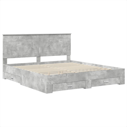 Bed Frame Concrete Grey 180 x 200 cm Engineered Wood
