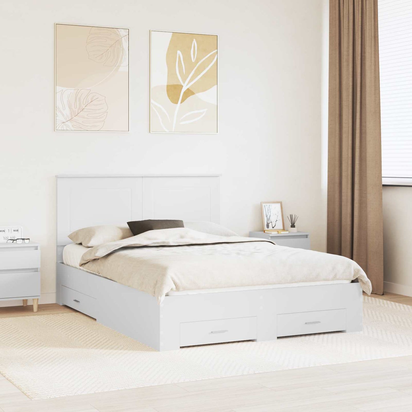 Bed Frame with Headboard White 160 x 200 cm Engineered Wood
