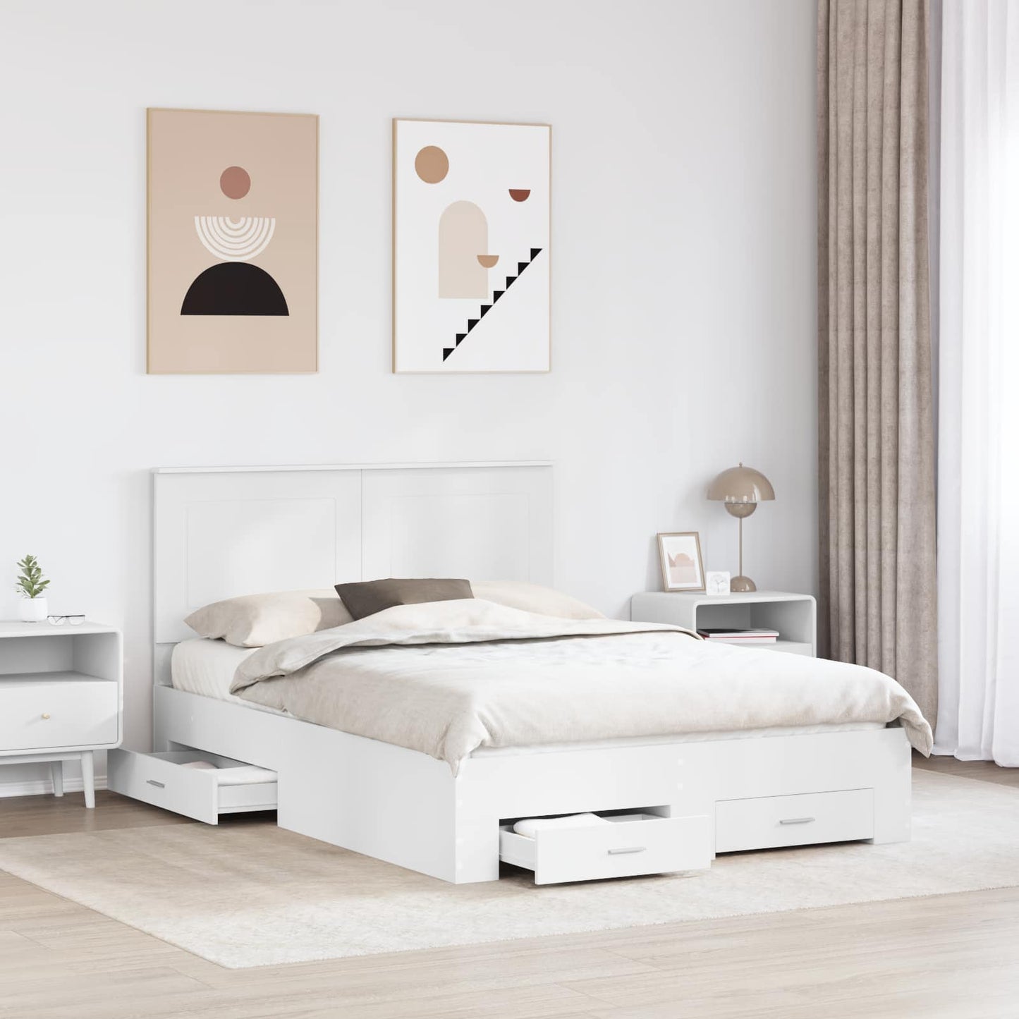 Bed Frame with Headboard White 160 x 200 cm Engineered Wood