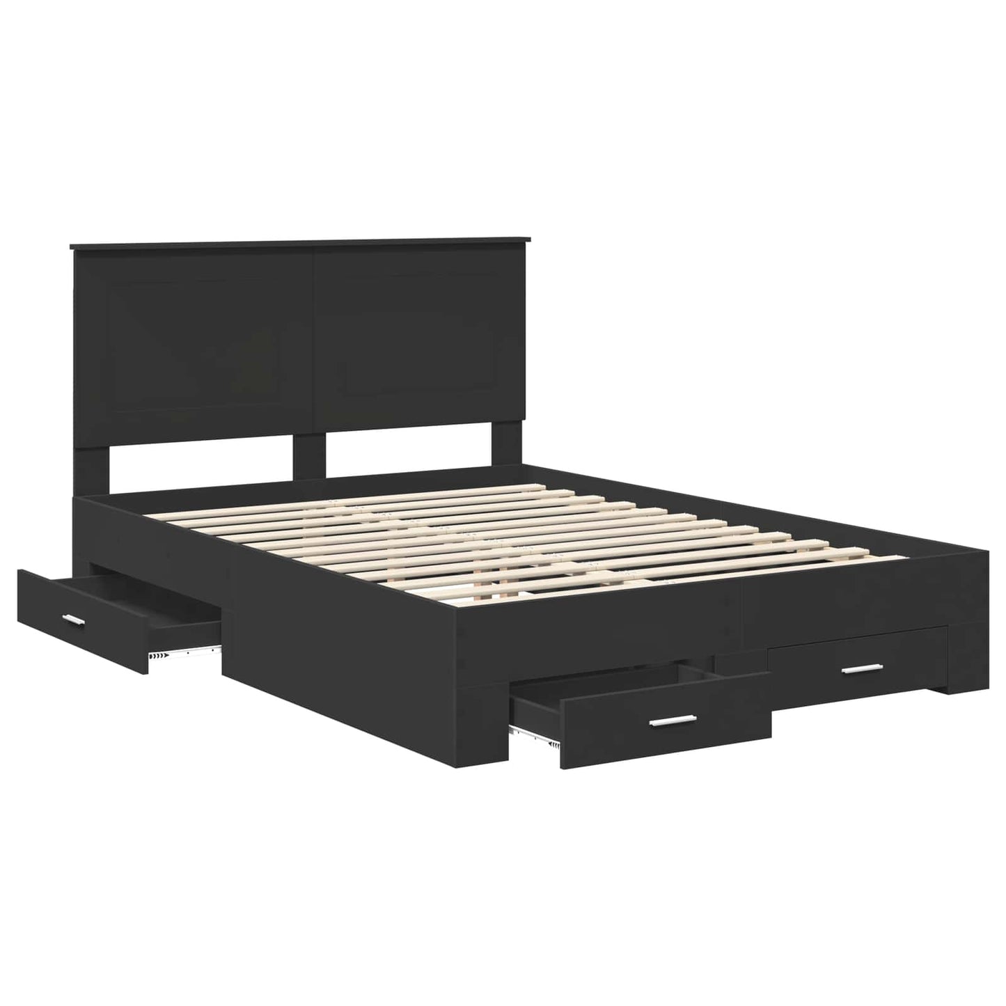 Bed Frame with Headboard Black 160 x 200 cm Engineered Wood
