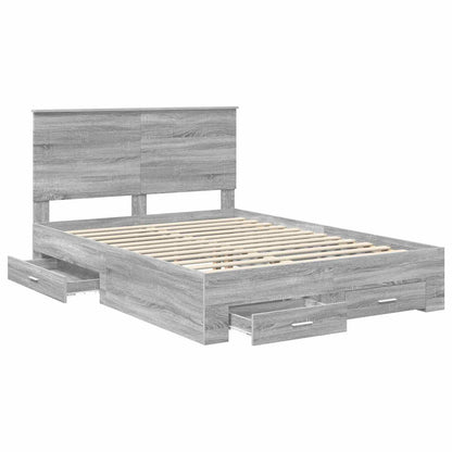 Bed Frame with Drawer Grey Sonoma 160 x 200 cm Engineered Wood