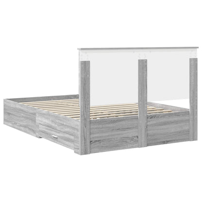 Bed Frame with Drawer Grey Sonoma 160 x 200 cm Engineered Wood