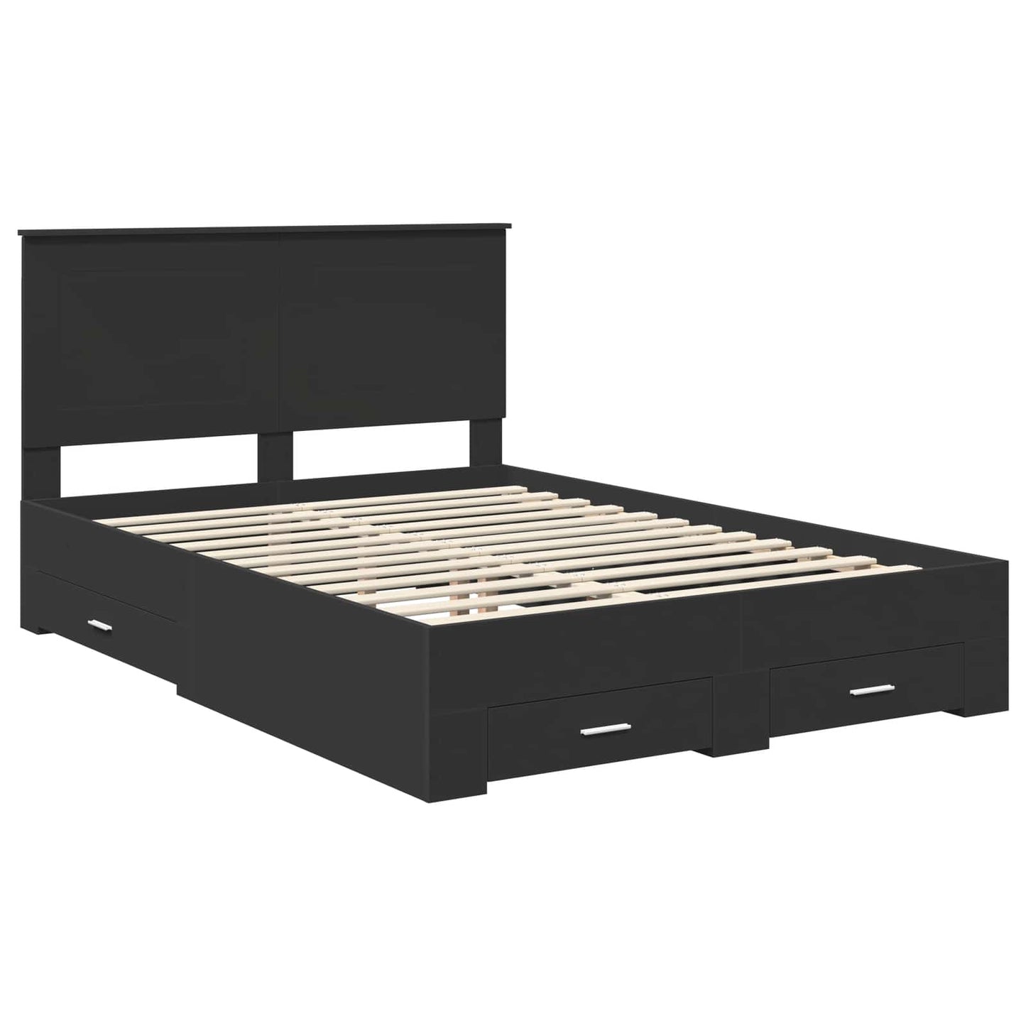 Bed Frame Black and Silver 150 x 200 cm Engineered Wood