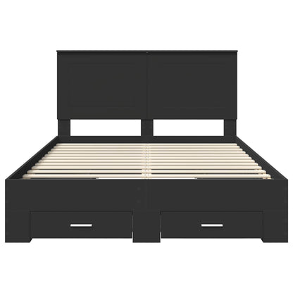 Bed Frame Black and Silver 150 x 200 cm Engineered Wood