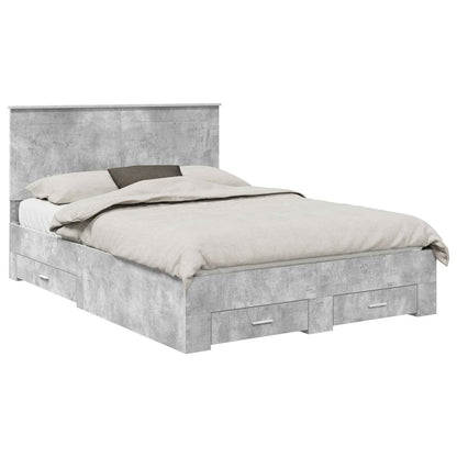 Bed Frame Concrete Grey 150 x 200 cm Engineered Wood