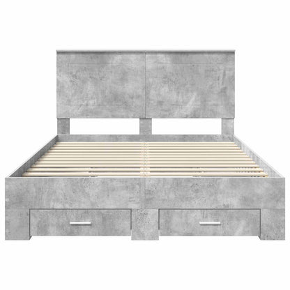 Bed Frame Concrete Grey 150 x 200 cm Engineered Wood