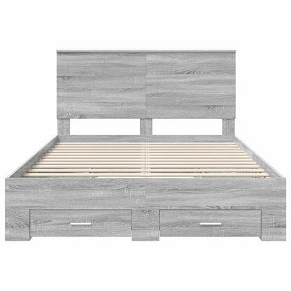 Bed Frame with Drawer Grey Sonoma 150 x 200 cm Engineered Wood