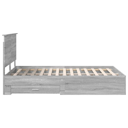 Bed Frame with Drawer Grey Sonoma 150 x 200 cm Engineered Wood