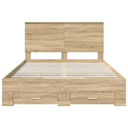 Bed Frame with Drawer Sonoma Oak 140 x 190 cm Engineered Wood