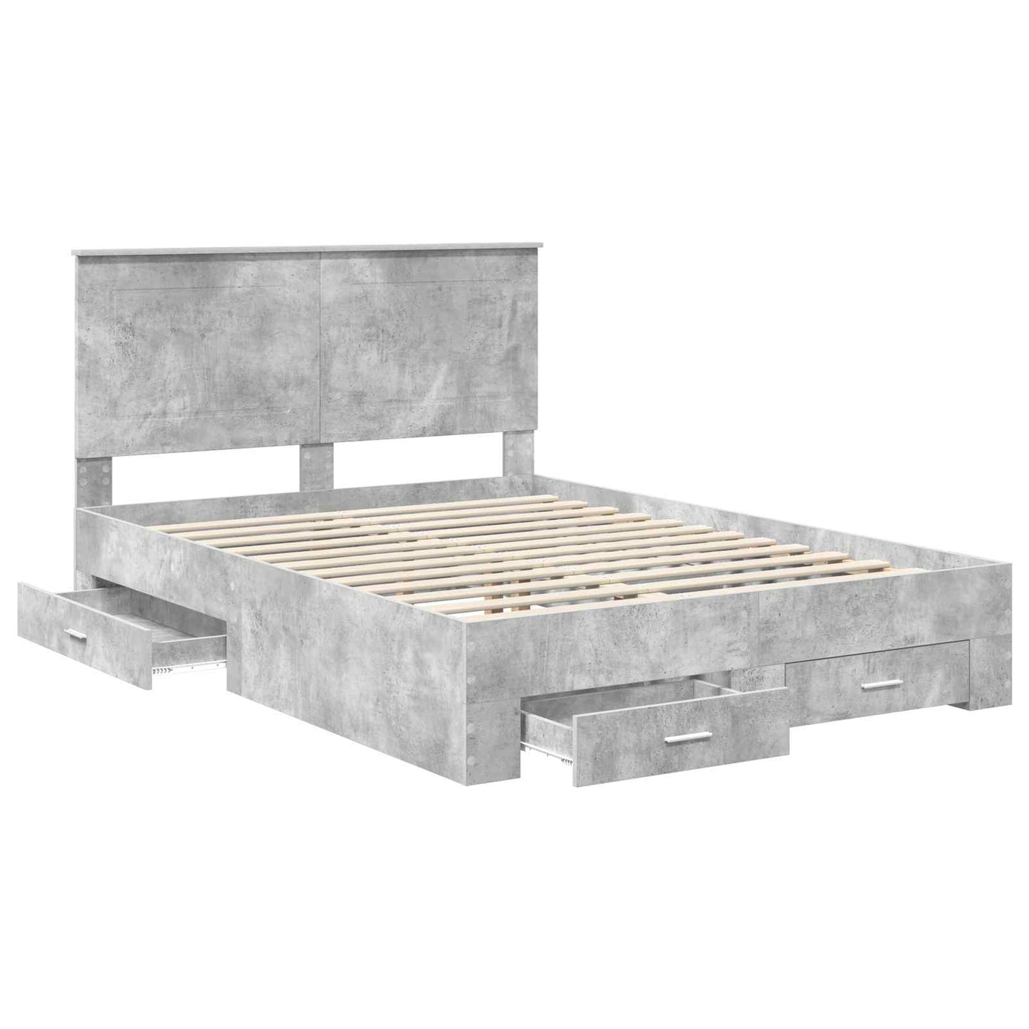 Bed Frame Concrete Grey 140 x 190 cm Engineered Wood