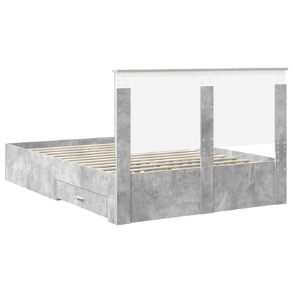 Bed Frame Concrete Grey 140 x 190 cm Engineered Wood