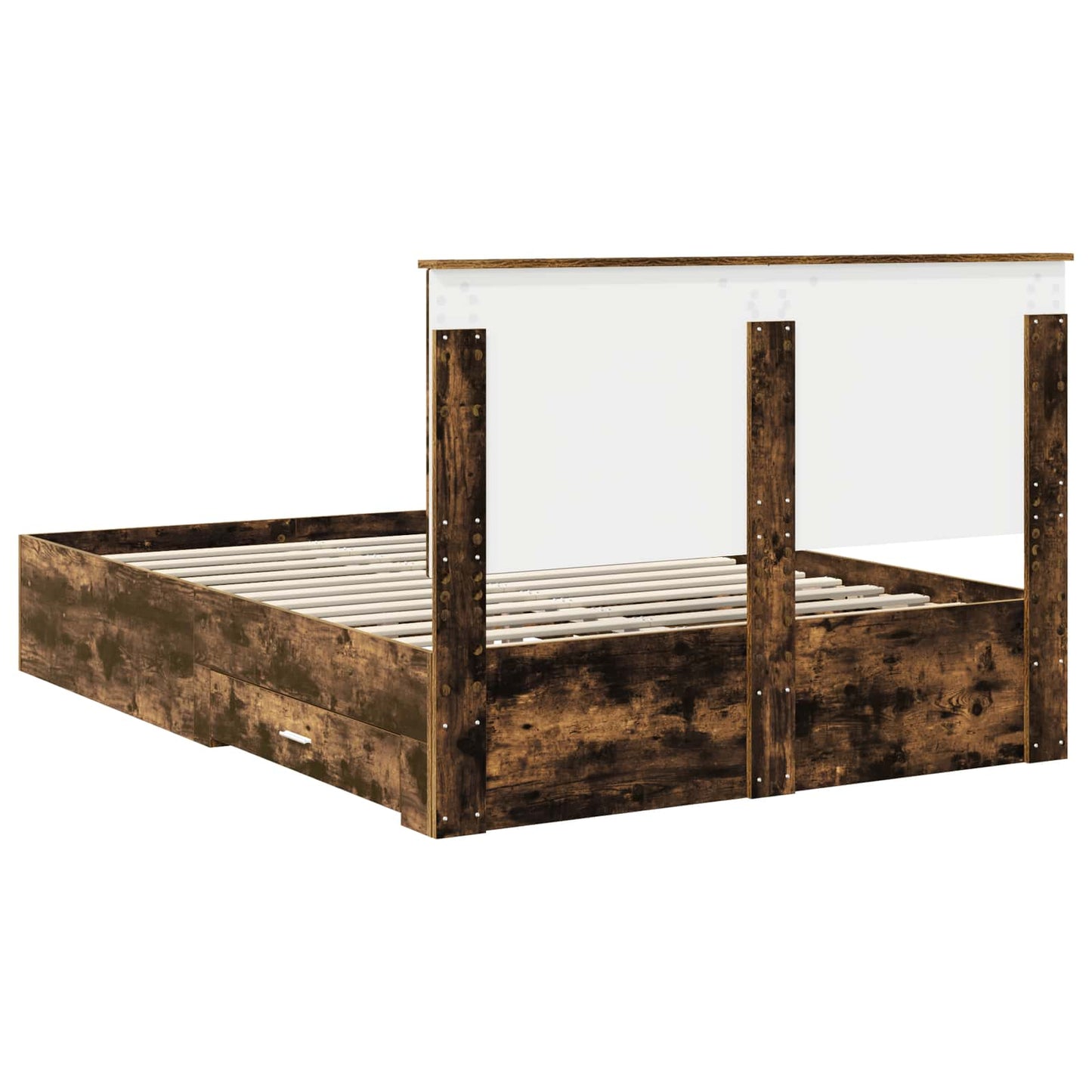 Bed Frame with Drawer Smoked Oak 140 x 190 cm Engineered Wood