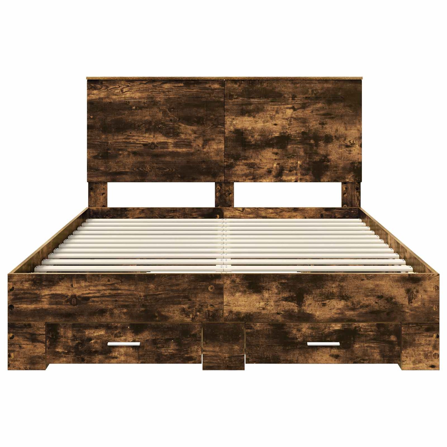Bed Frame with Drawer Smoked Oak 140 x 190 cm Engineered Wood