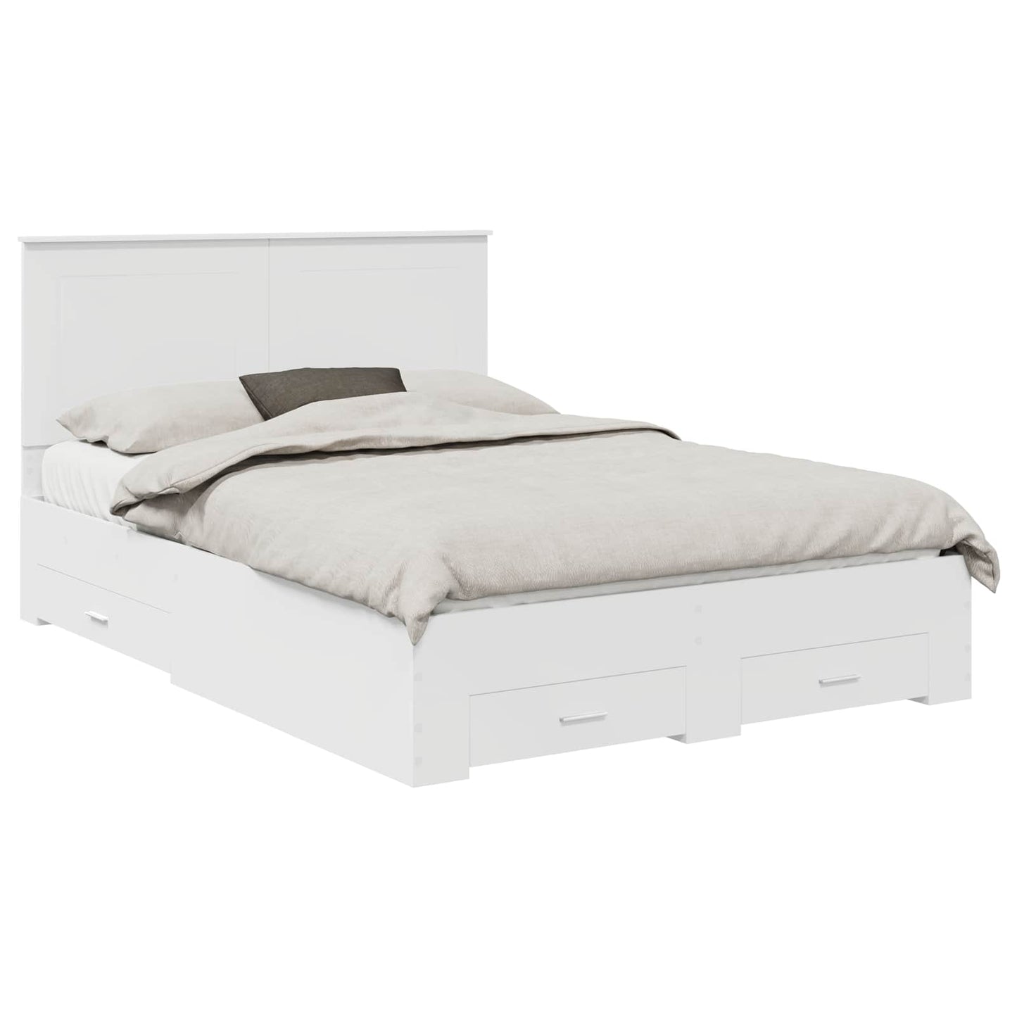 Bed Frame with Headboard White 140 x 200 cm Engineered Wood