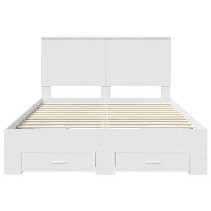 Bed Frame with Headboard White 140 x 200 cm Engineered Wood