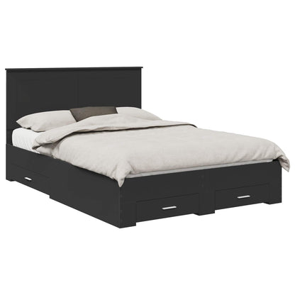 Bed Frame with Headboard Black 140 x 200 cm Engineered Wood