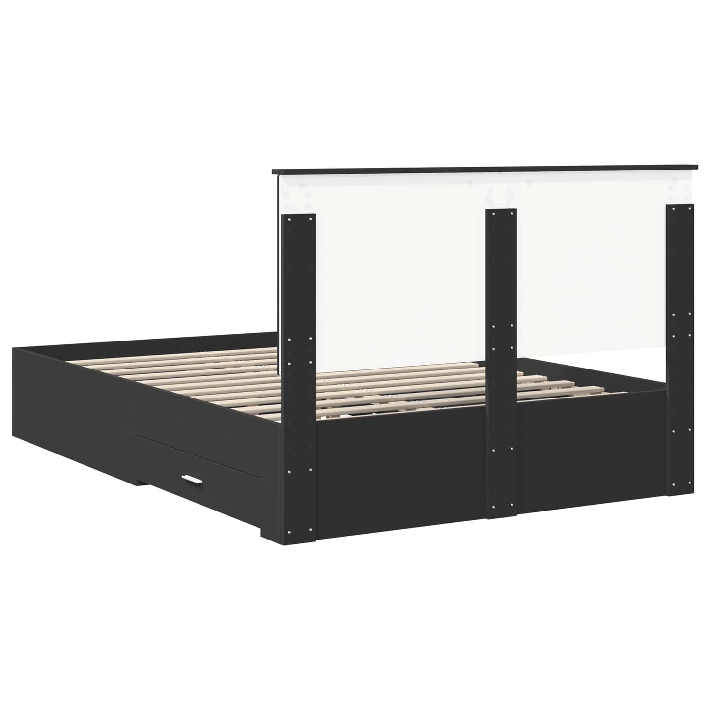 Bed Frame with Headboard Black 140 x 200 cm Engineered Wood