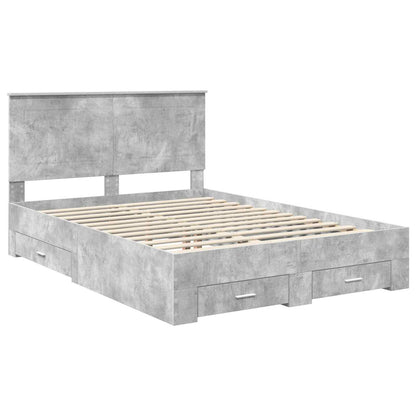 Bed Frame Concrete Grey 140 x 200 cm Engineered Wood