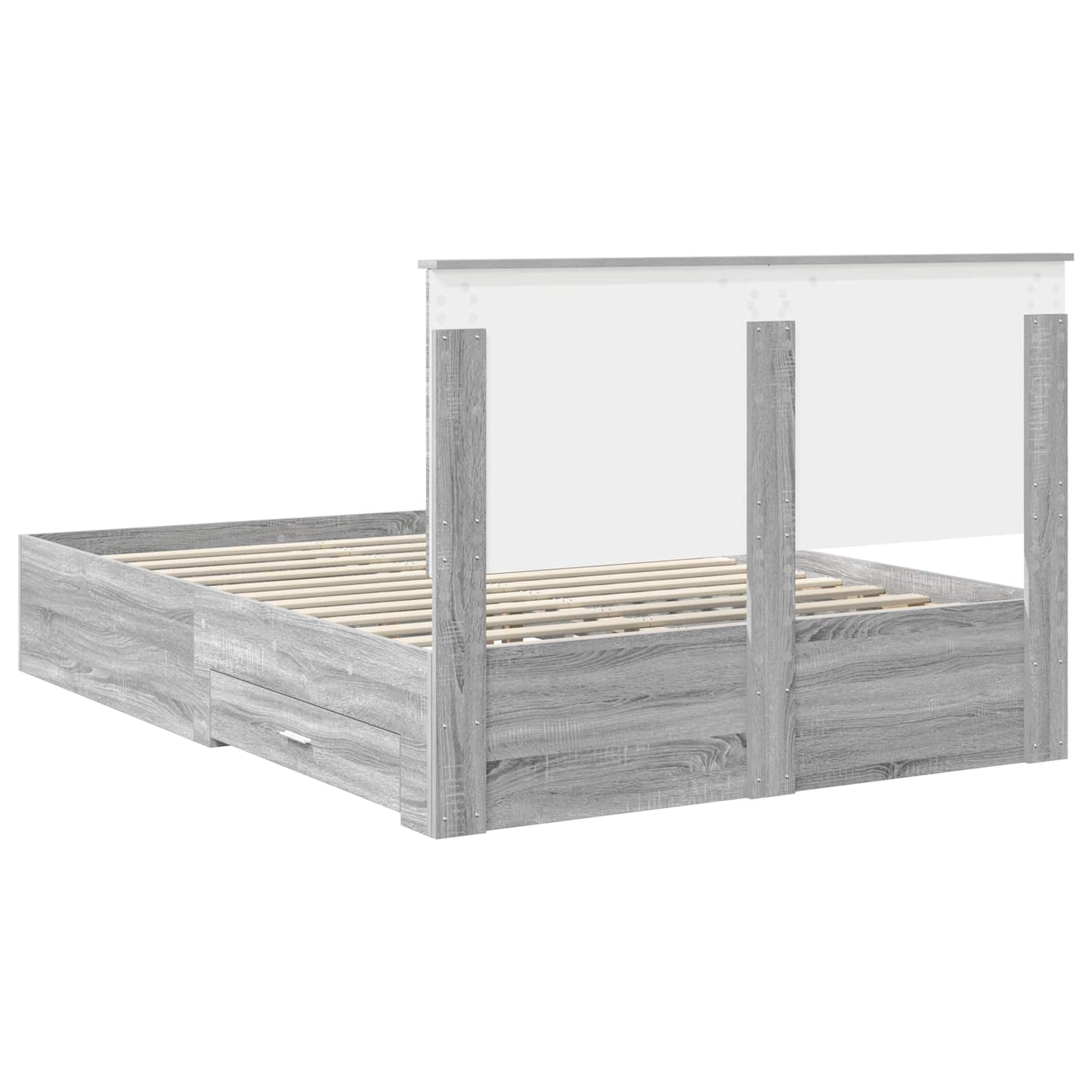 Bed Frame with Drawer Grey Sonoma 140 x 200 cm Engineered Wood