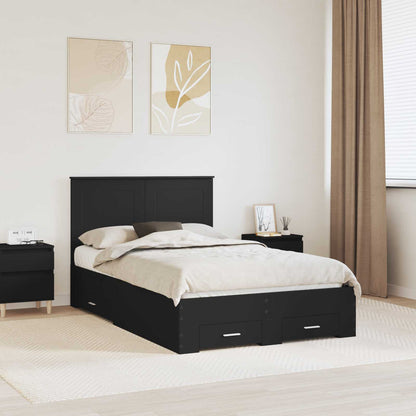 Bed Frame with Headboard Black 135 x 190 cm Engineered Wood