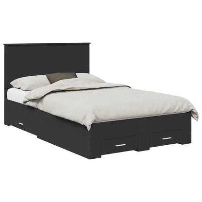 Bed Frame with Headboard Black 135 x 190 cm Engineered Wood
