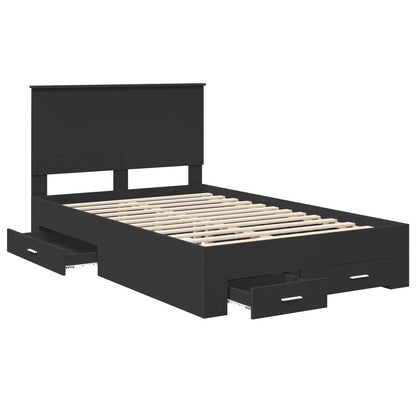 Bed Frame with Headboard Black 135 x 190 cm Engineered Wood