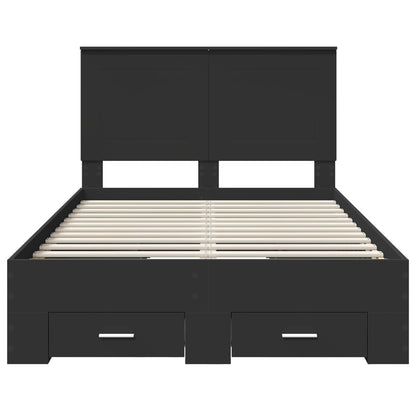Bed Frame with Headboard Black 135 x 190 cm Engineered Wood