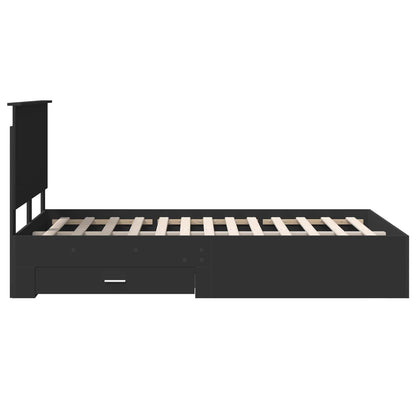 Bed Frame with Headboard Black 135 x 190 cm Engineered Wood