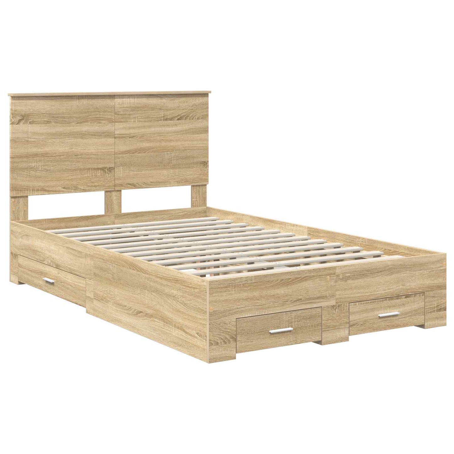 Bed Frame with Drawer Sonoma Oak 135 x 190 cm Engineered Wood