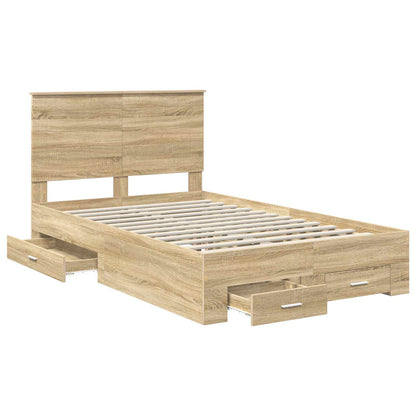 Bed Frame with Drawer Sonoma Oak 135 x 190 cm Engineered Wood