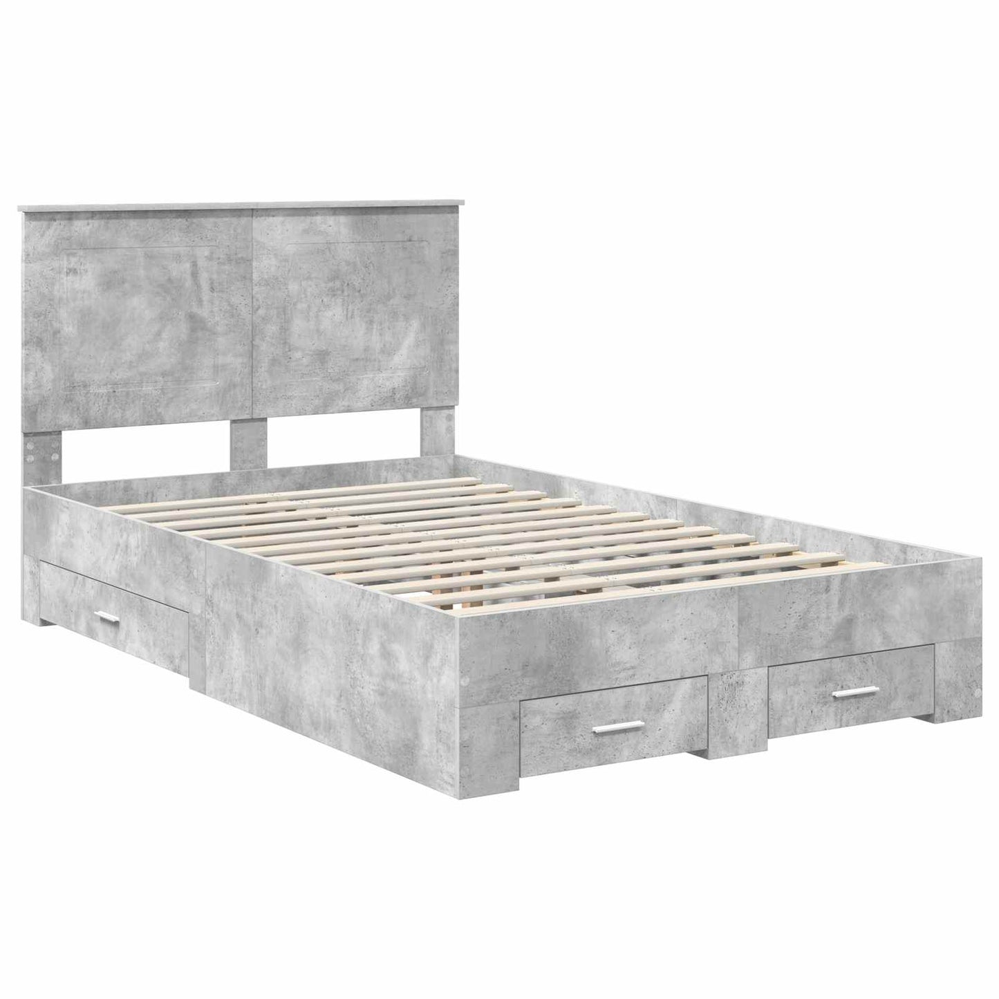 Bed Frame Concrete Grey 135 x 190 cm Engineered Wood