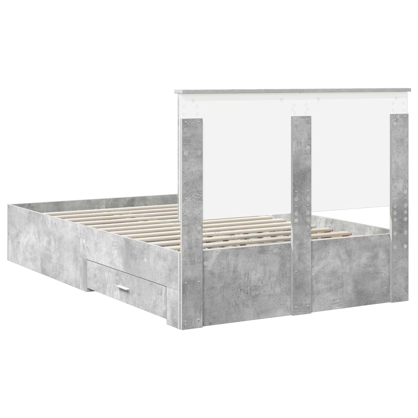 Bed Frame Concrete Grey 135 x 190 cm Engineered Wood