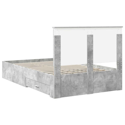 Bed Frame Concrete Grey 135 x 190 cm Engineered Wood