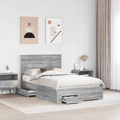 Bed Frame with Drawer Grey Sonoma 135 x 190 cm Engineered Wood
