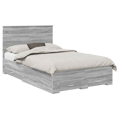 Bed Frame with Drawer Grey Sonoma 135 x 190 cm Engineered Wood