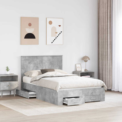 Bed Frame Concrete Grey 120 x 190 cm Engineered Wood