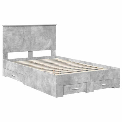 Bed Frame Concrete Grey 120 x 190 cm Engineered Wood